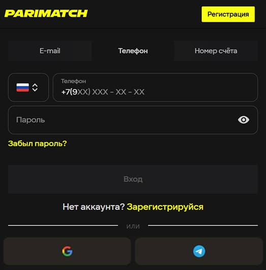Стандартный вход в личный кабинет после регистрации